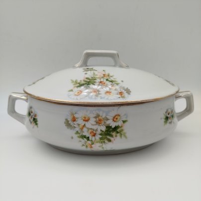Террина (для горячих блюд) с декором в виде ромашек