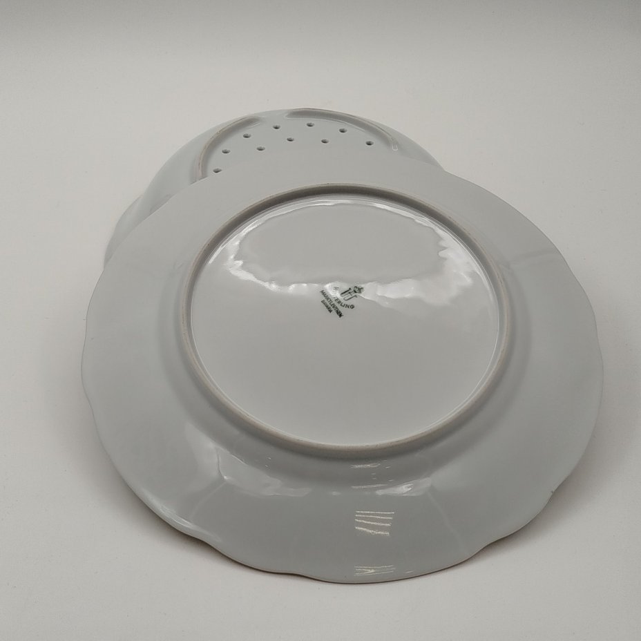 Набор для подачи фруктов и ягод (дуршлаг и тарелка), фарфор, деколь, золочение, Winterling Marktleuthen Bavaria, Бавария, 1950-1980 гг.