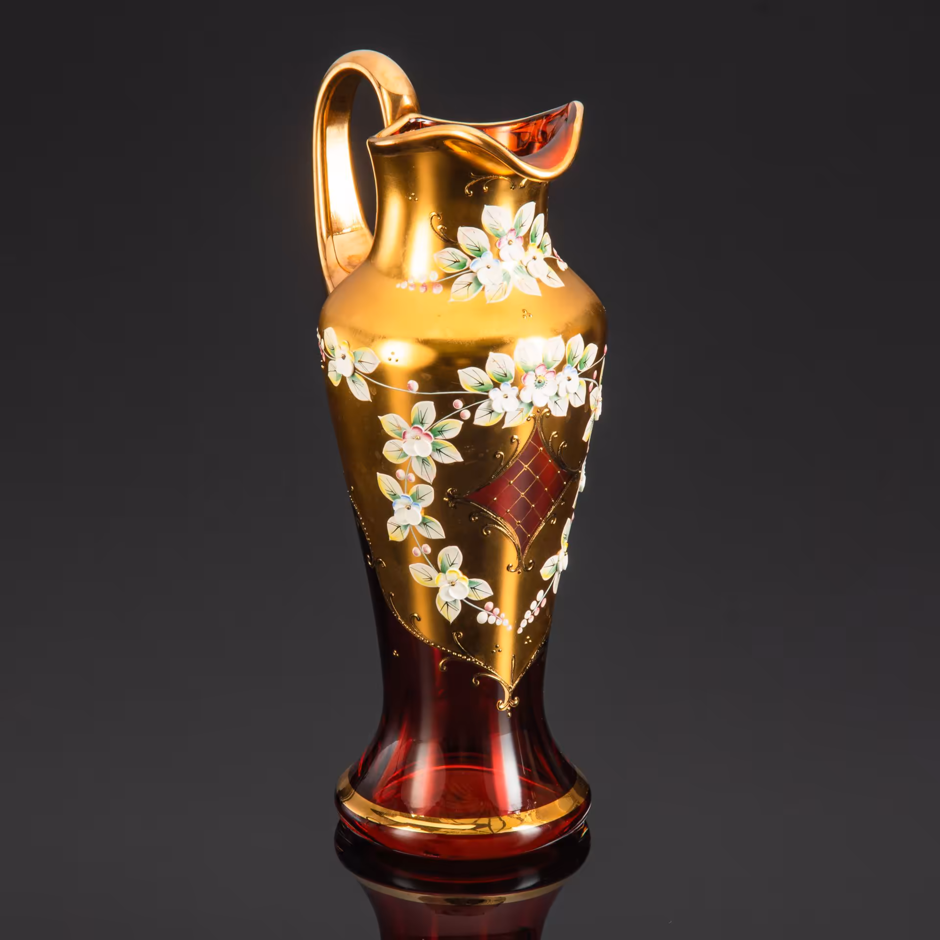 Кувшин с цветочным декором, Bohemia Crystal (Bohemia Glass)