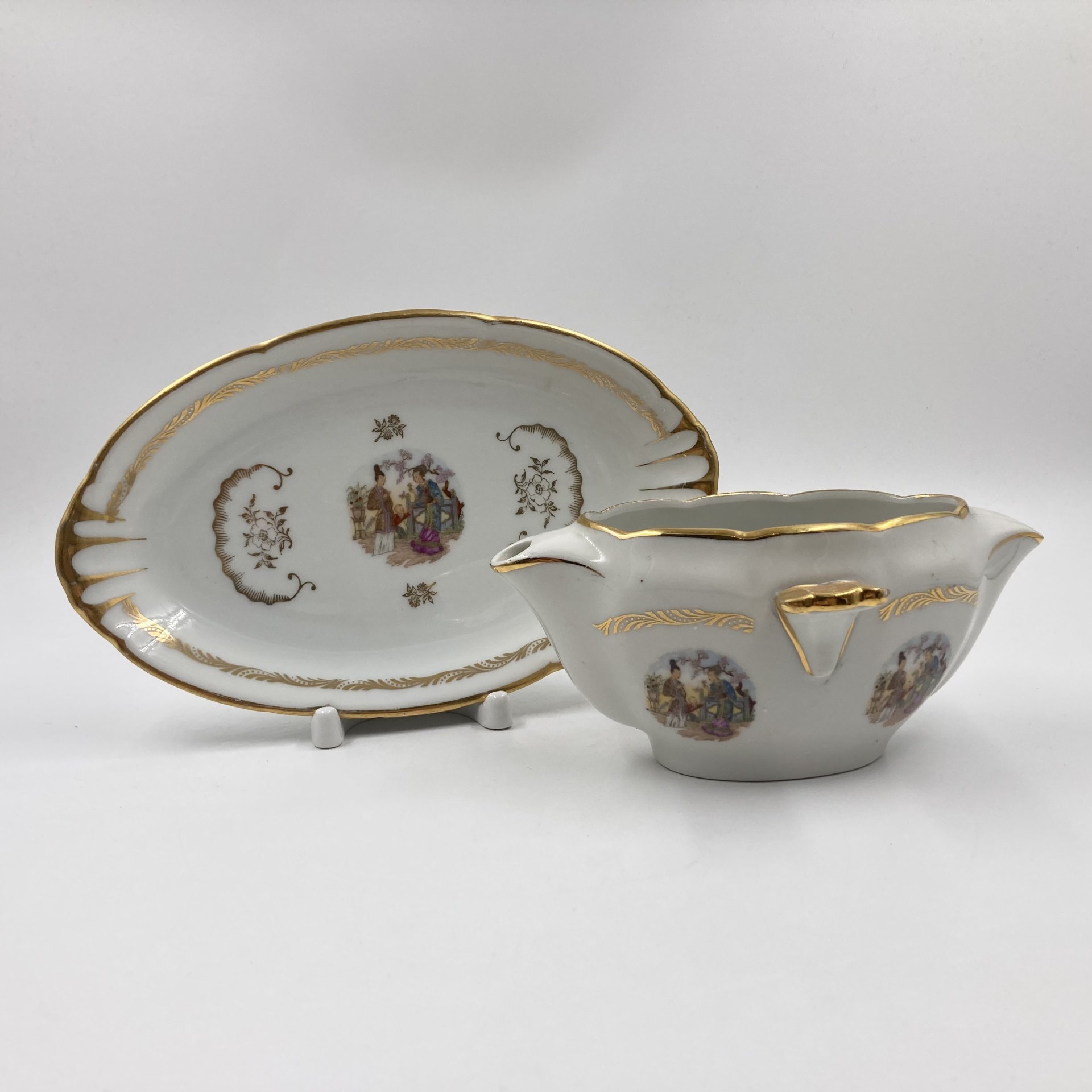 Соусник и тарелка, Limoges, фарфор, 1980-2000 гг.