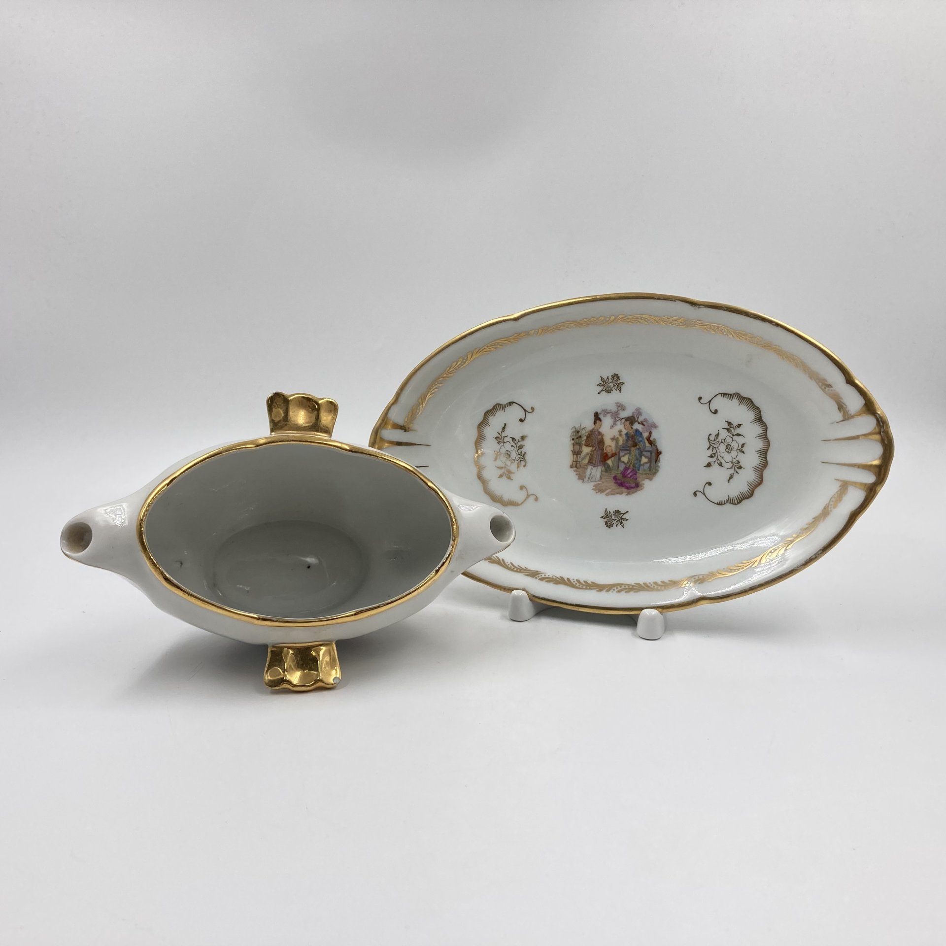 Соусник и тарелка, Limoges, фарфор, 1980-2000 гг.