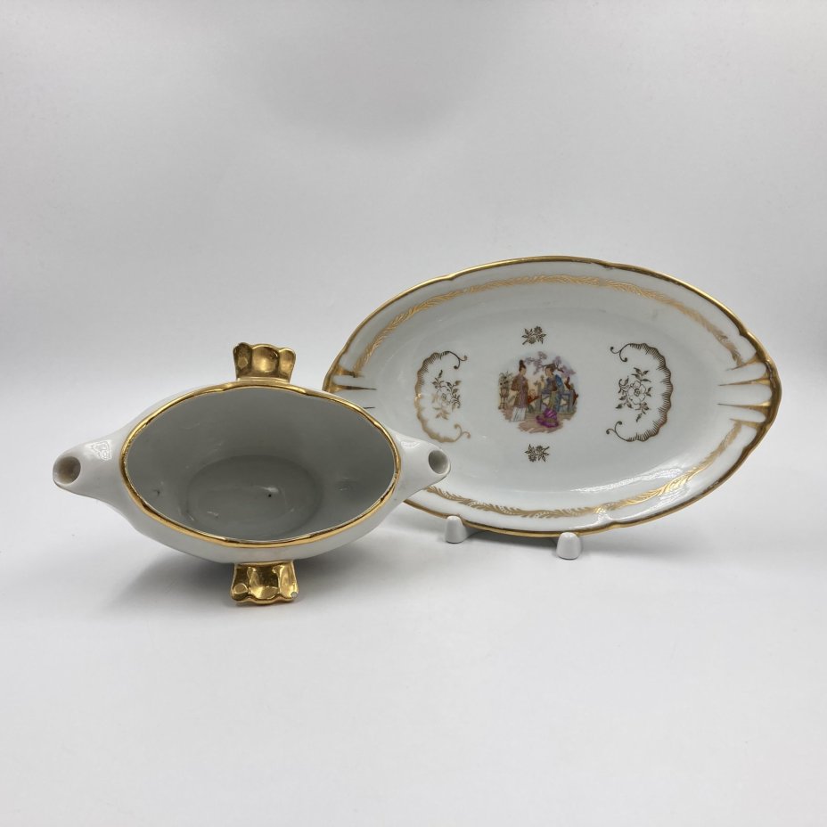 Соусник и тарелка, Limoges, фарфор, 1980-2000 гг.