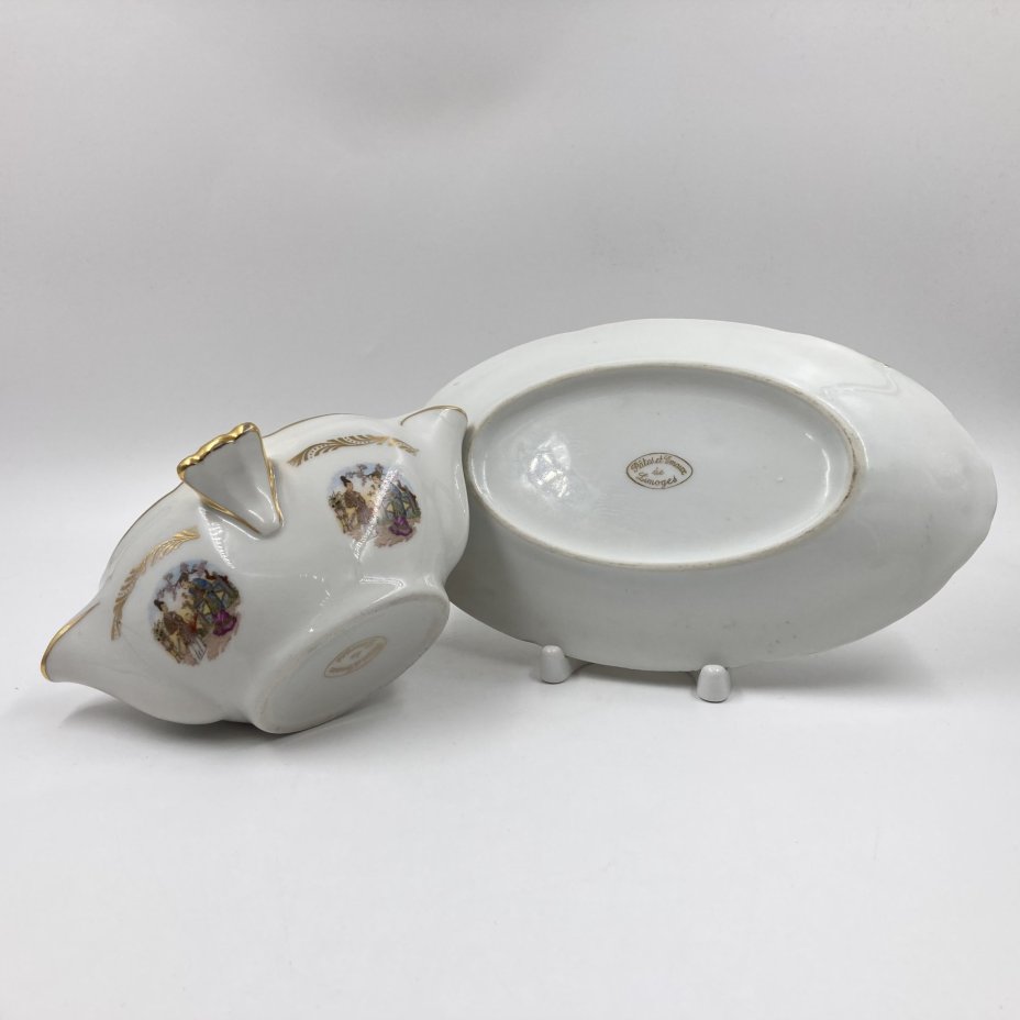 Соусник и тарелка, Limoges, фарфор, 1980-2000 гг.