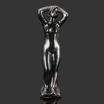 Скульптура "Обнаженная", автор предположительно Н.А. Силис, керамика, поливы, Гжельский керамический завод, СССР, 1960-1970 гг.