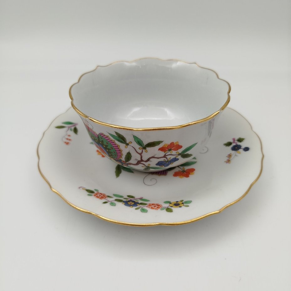 Пара чайная "Butterfly" (Бабочка), фарфор, роспись, золочение, Meissen (Мейсенский фарфор), Германия, 1950-1970 гг.