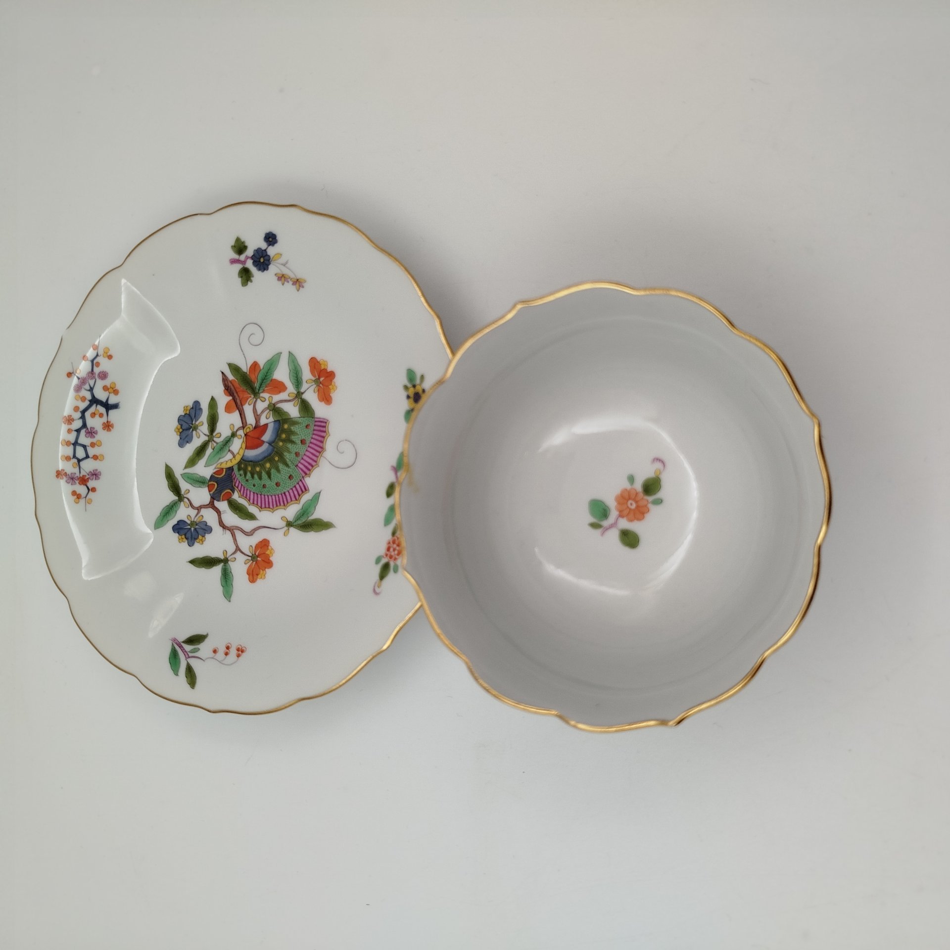 Пара чайная "Butterfly" (Бабочка), фарфор, роспись, золочение, Meissen (Мейсенский фарфор), Германия, 1950-1970 гг.