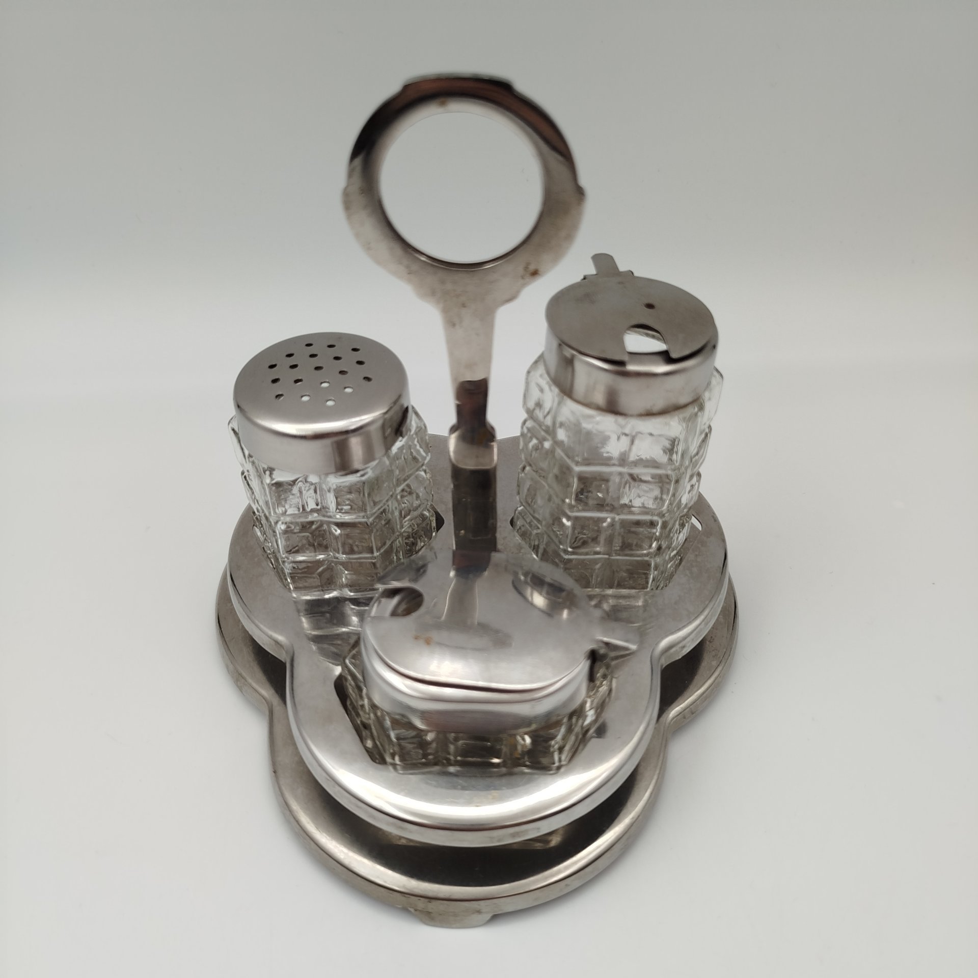 Набор для специй (круэт) из трёх предметов на подставке, Аксайский стекольный завод