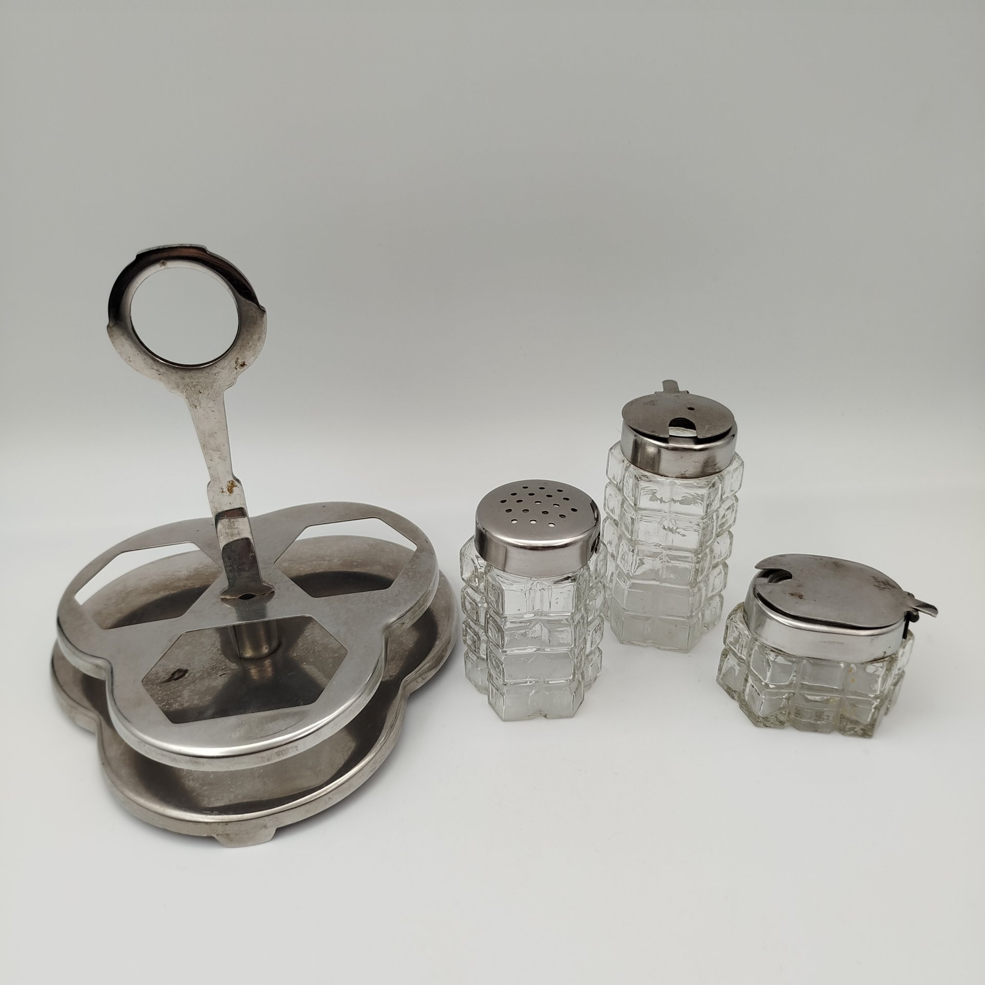 Набор для специй (круэт) из трёх предметов на подставке, Аксайский стекольный завод