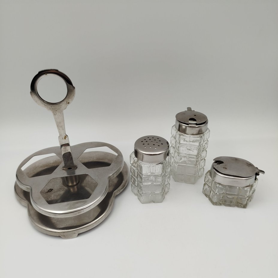 Набор для специй (круэт) из трёх предметов на подставке, Аксайский стекольный завод