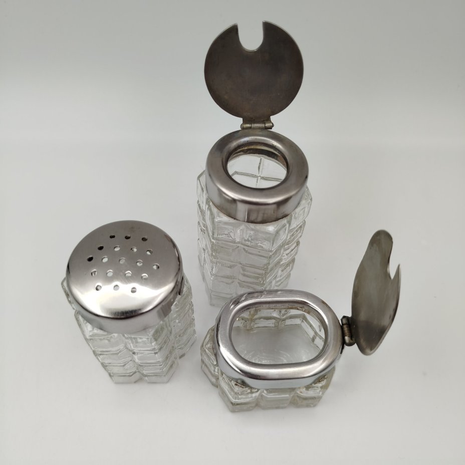 Набор для специй (круэт) из трёх предметов на подставке, Аксайский стекольный завод