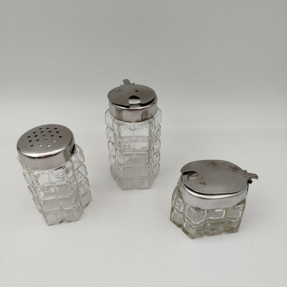 Набор для специй (круэт) из трёх предметов на подставке, Аксайский стекольный завод