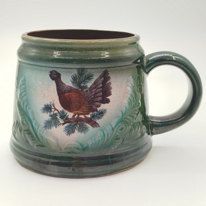 Кружка пивная "Глухарь", производственное объединение "Белорусская керамика", Радошковичи, Минская обл., керамика, глазурь, деколь, Беларусь, 1990-2010 гг.