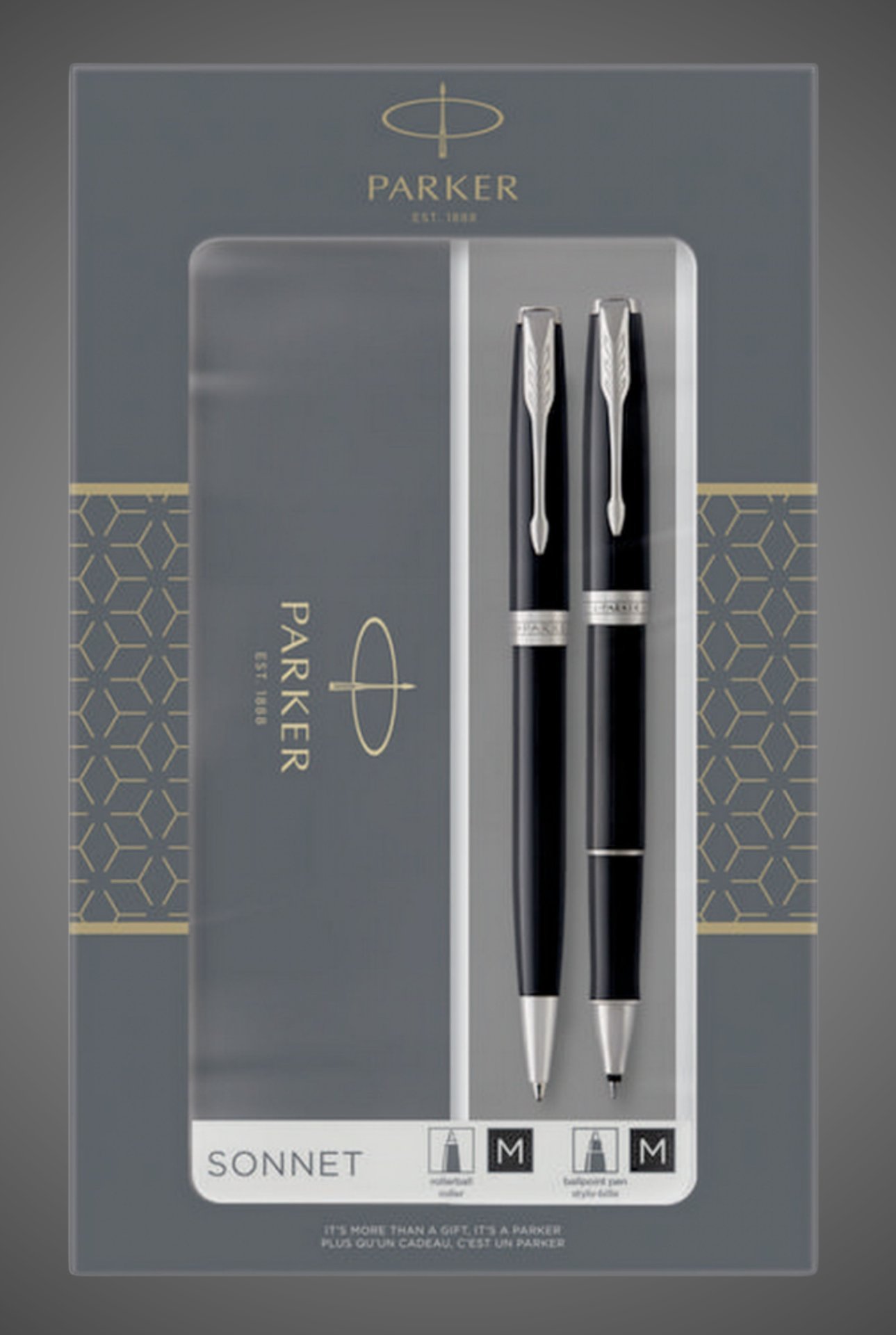 Набор из двух ручек Parker SONNET BLACK CT ручка роллер и шариковая ручка, Лаки и смолы: лак, латунь, никеле-палладиевое покрытие