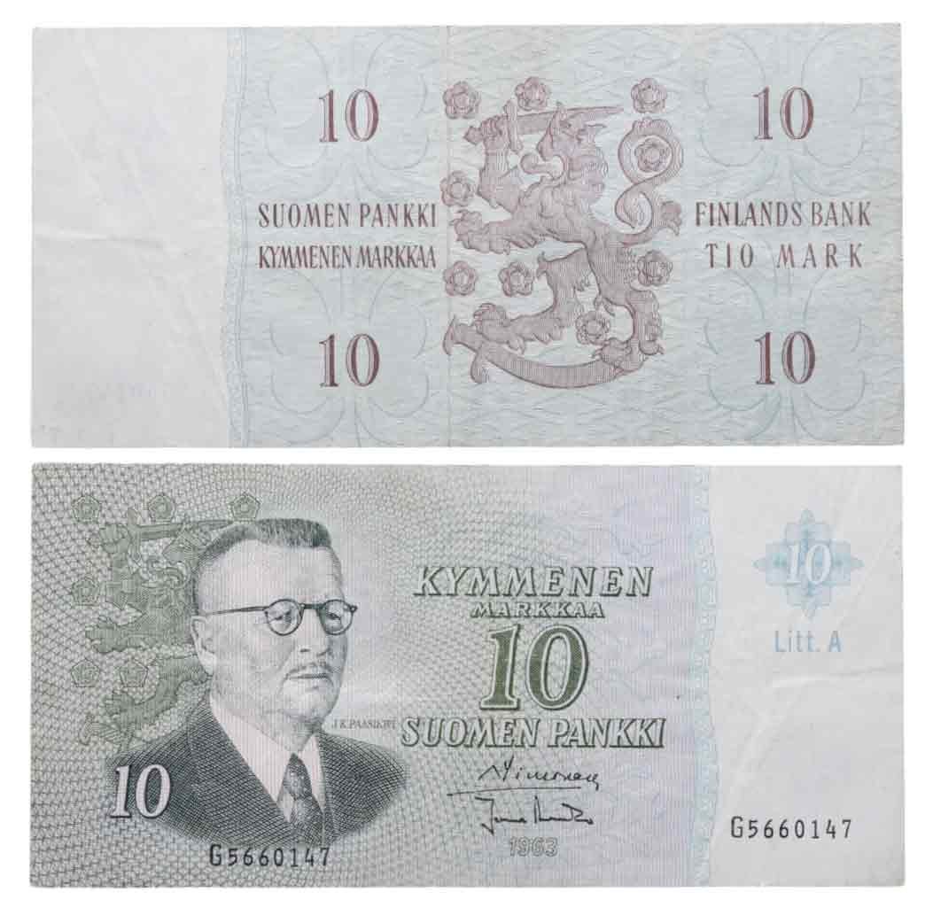 Финляндия 10 марок 1963