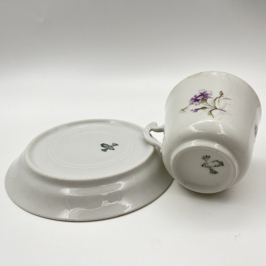 Кофейная пара с цветочным декором, Baudour Fuisseaux