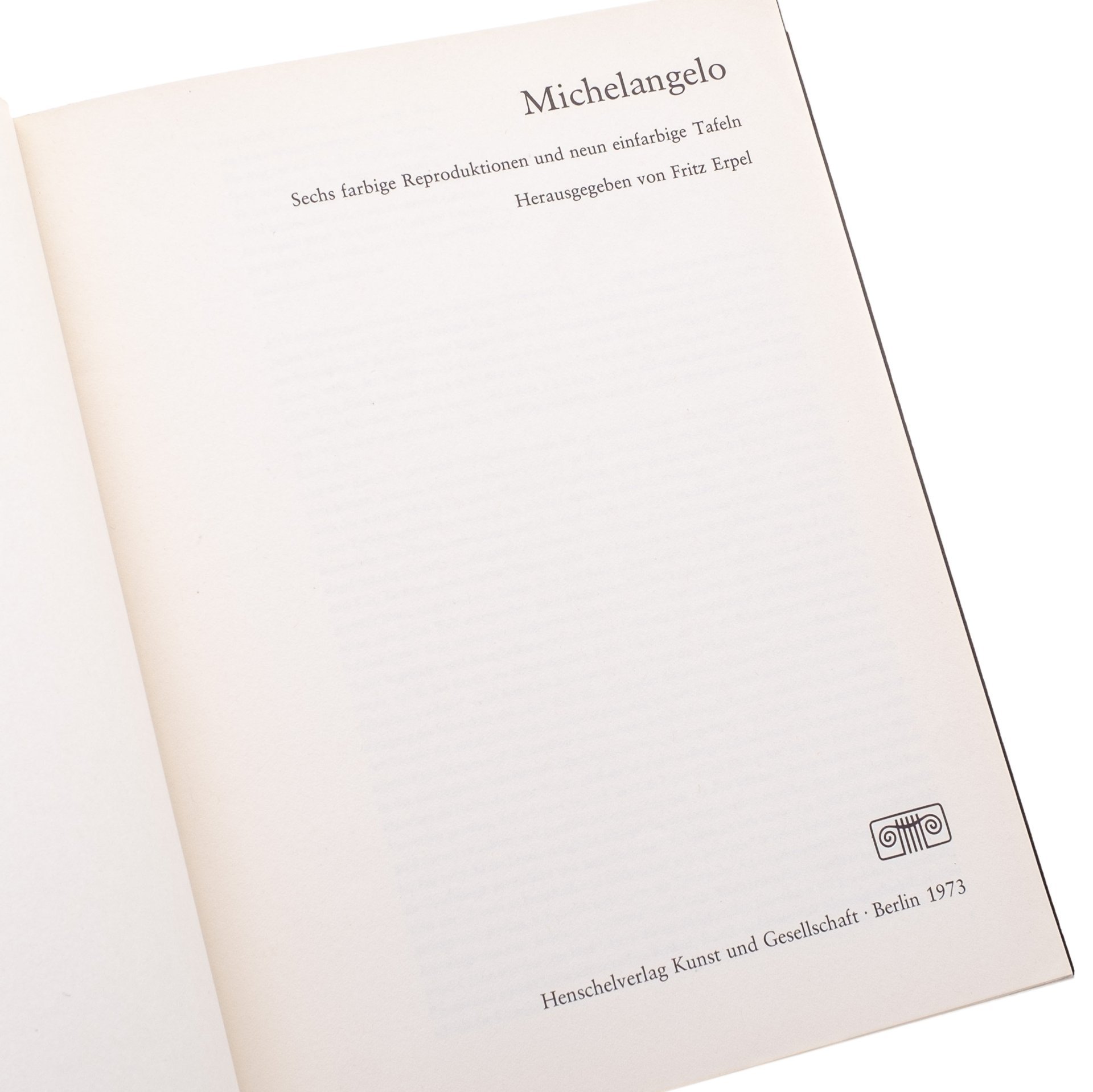 Альбом "Микеланджело" (Мир искусства), Эрпель Фриц, (на немецком языке), Издательство «Henschelverlag»