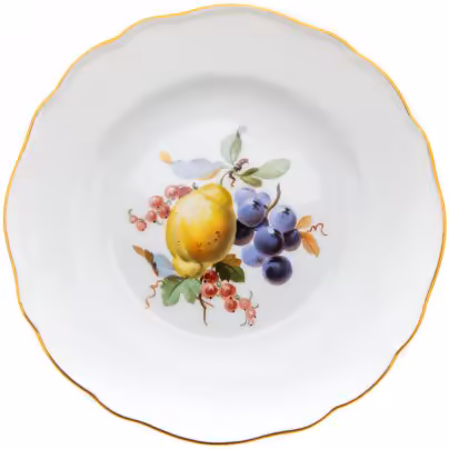 Тарелка десертная "Фрукты", фарфор, роспись, золочение, Meissen porcelain manufactory (Мейсен), Германия, 1920-1930 гг., Meissen (Мейсенский фарфор)