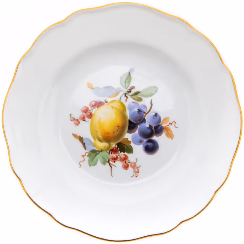 Тарелка десертная "Фрукты", фарфор, роспись, золочение, Meissen porcelain manufactory (Мейсен), Германия, 1920-1930 гг., Meissen (Мейсенский фарфор)