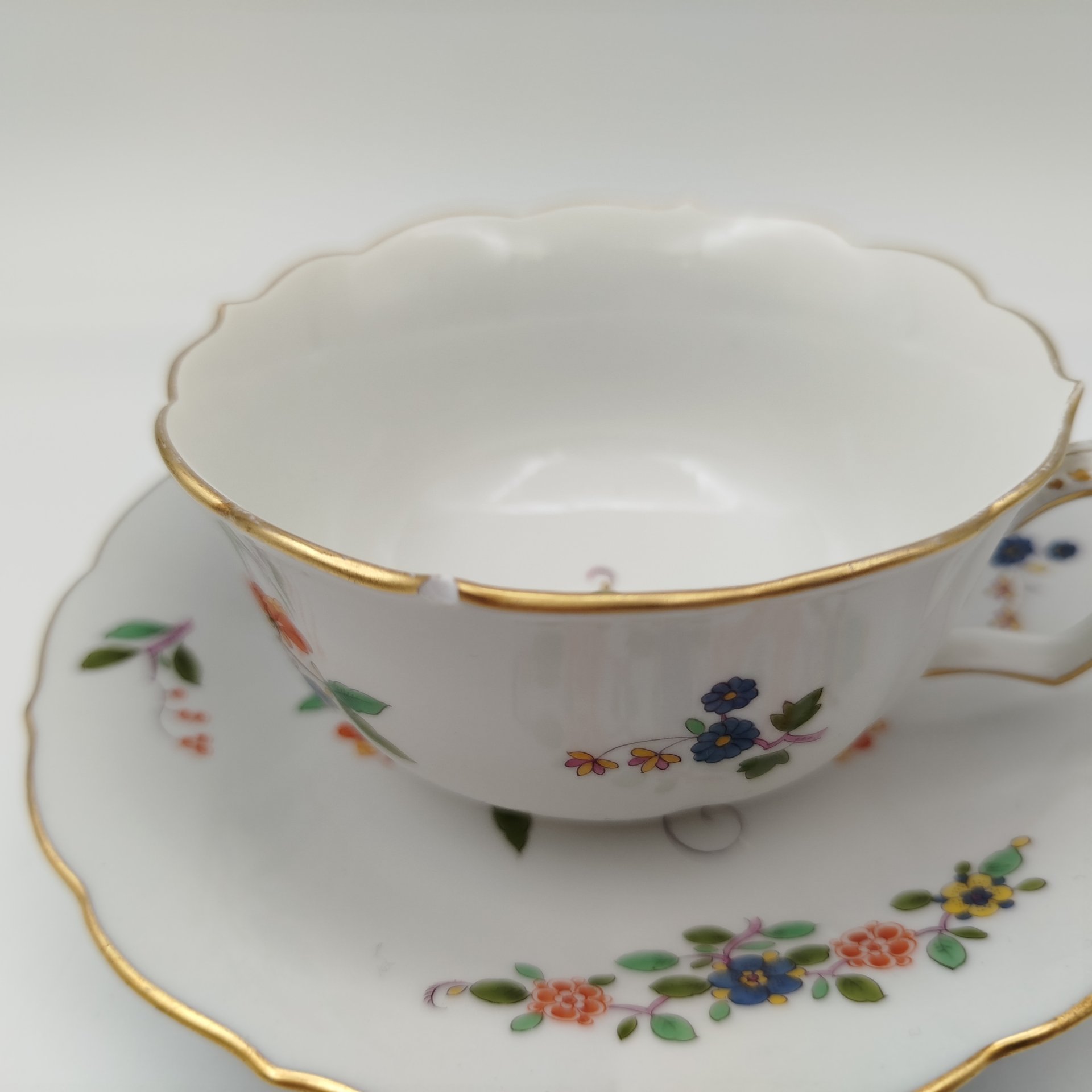 Пара чайная "Butterfly" (Бабочка), фарфор, роспись, золочение, Meissen (Мейсенский фарфор), Германия, 1950-1970 гг.