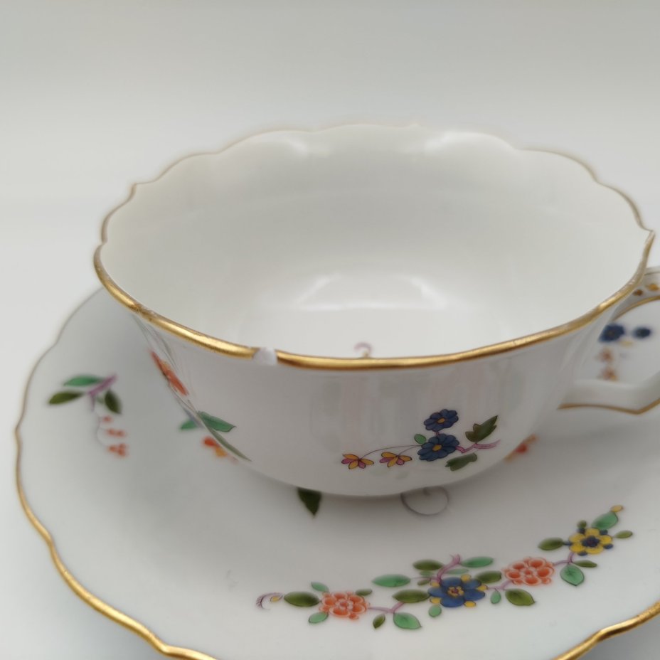 Пара чайная "Butterfly" (Бабочка), фарфор, роспись, золочение, Meissen (Мейсенский фарфор), Германия, 1950-1970 гг.