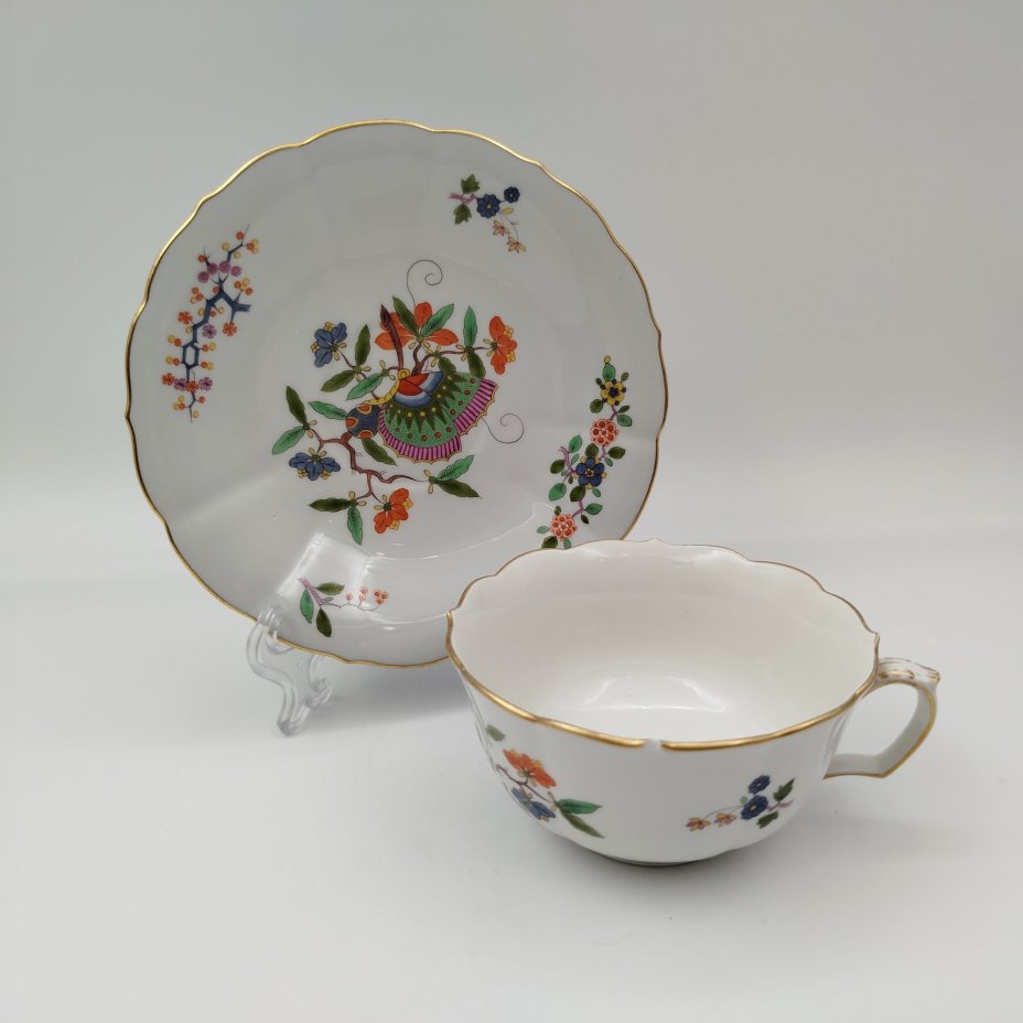 Пара чайная "Butterfly" (Бабочка), фарфор, роспись, золочение, Meissen (Мейсенский фарфор), Германия, 1950-1970 гг.