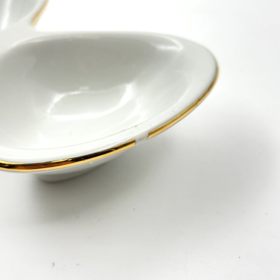 Набор для специй с цветочным декором (соусник, горчичница и менажница), фарфор, деколь, золочение, Bohemia (Neurohlau), Чехословакия, 1970-1990 гг.