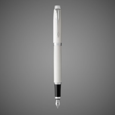 Перьевая ручка Parker IM Metal White CT, перо: F , цвет чернил: blue, в подарочной упаковке., Лаки и смолы: лак, латунь, хром