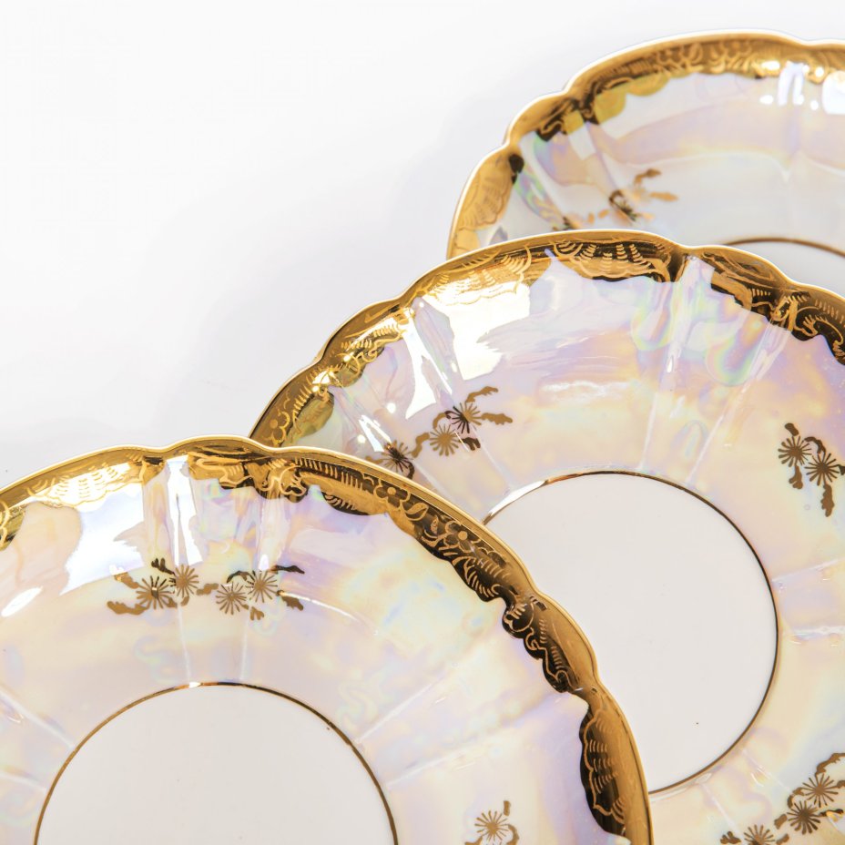 Сервиз чайный "Мадонна" из 20 предметов (на 5 персон), фарфор, деколь, золочение, люстр, мануфактура "Oscar Schlegelmilch", Германия, 1950-1972 гг., Oscar Schlegelmilch