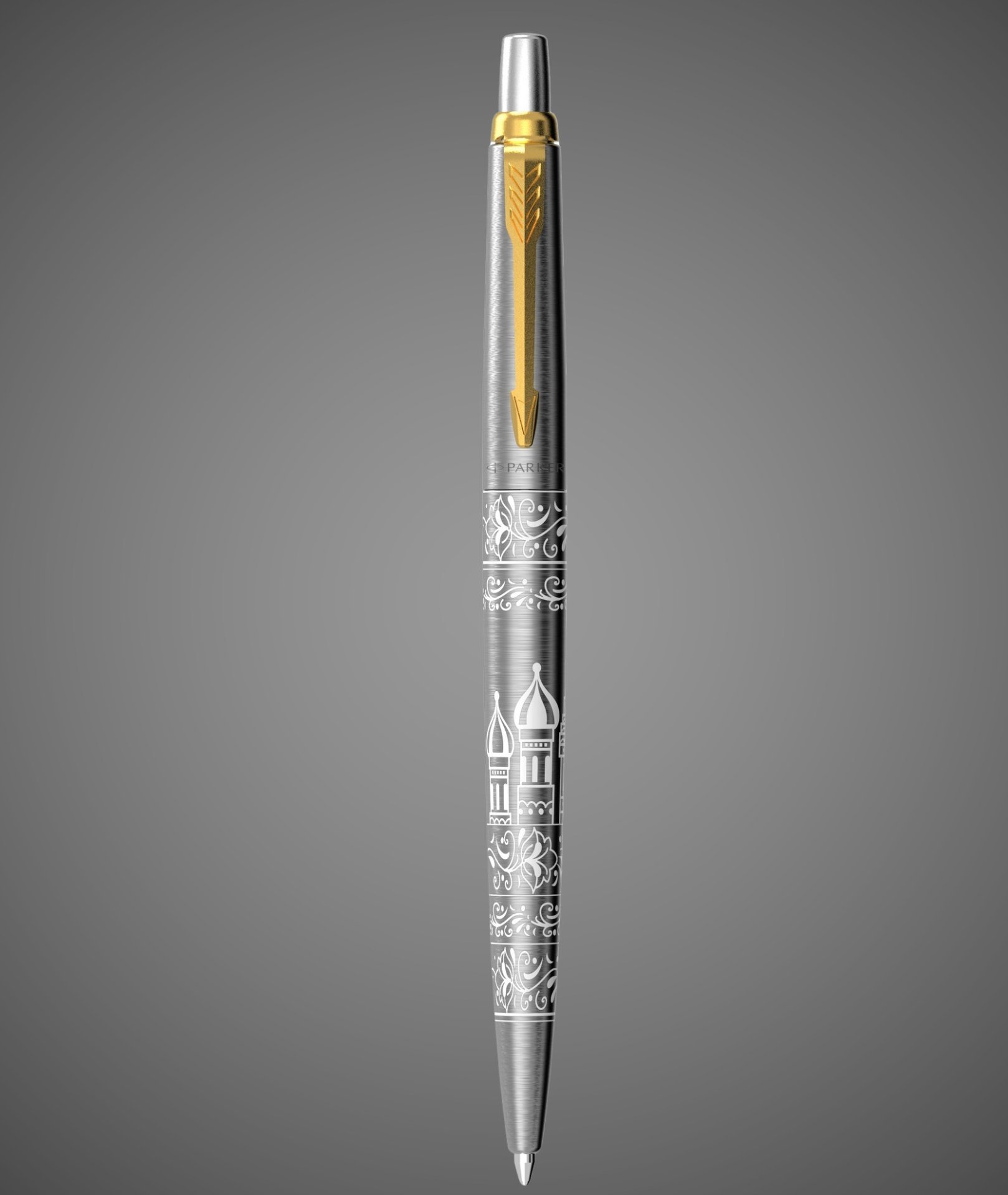 Подарочный набор: Шариковая ручка Parker Jotter Russia Steel GT и Ежедневник недатированный черный золотой срез, Кожа и мех: искусственная кожа, латунь, нержавеющая сталь