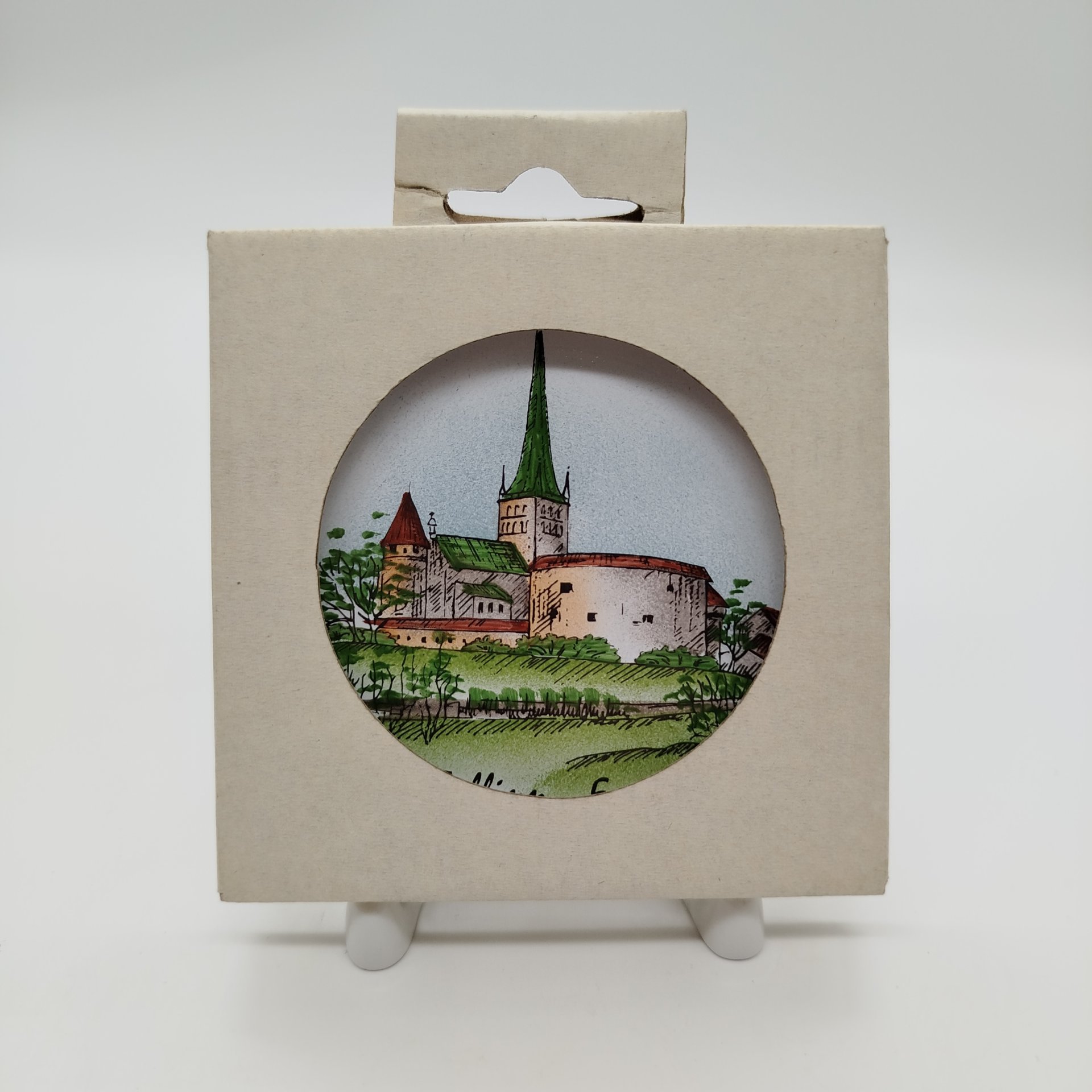 Тарелка настенная сувенирная в упаковке, керамика, роспись, Эстония, 1990-2010 гг.