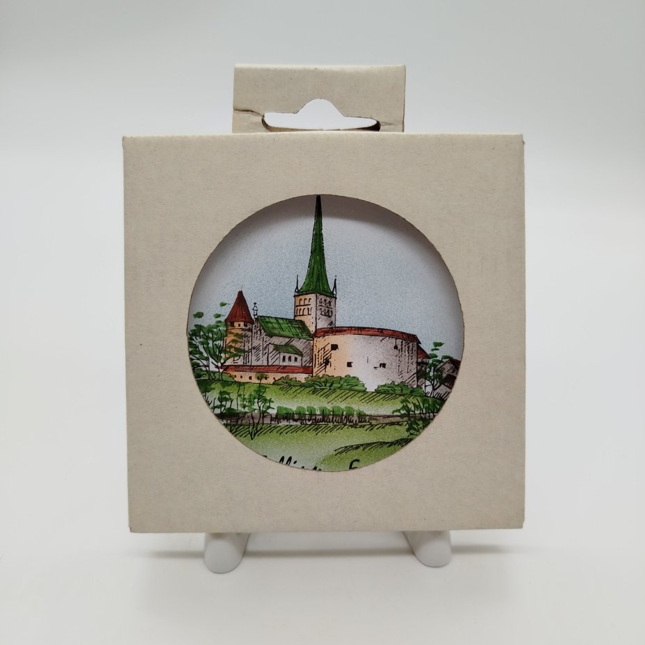 Тарелка настенная сувенирная в упаковке, керамика, роспись, Эстония, 1990-2010 гг.