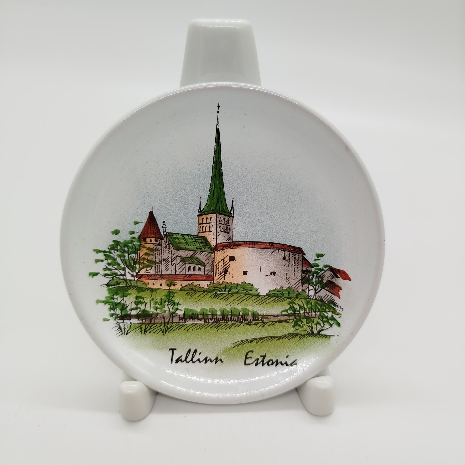 Тарелка настенная сувенирная в упаковке, керамика, роспись, Эстония, 1990-2010 гг.