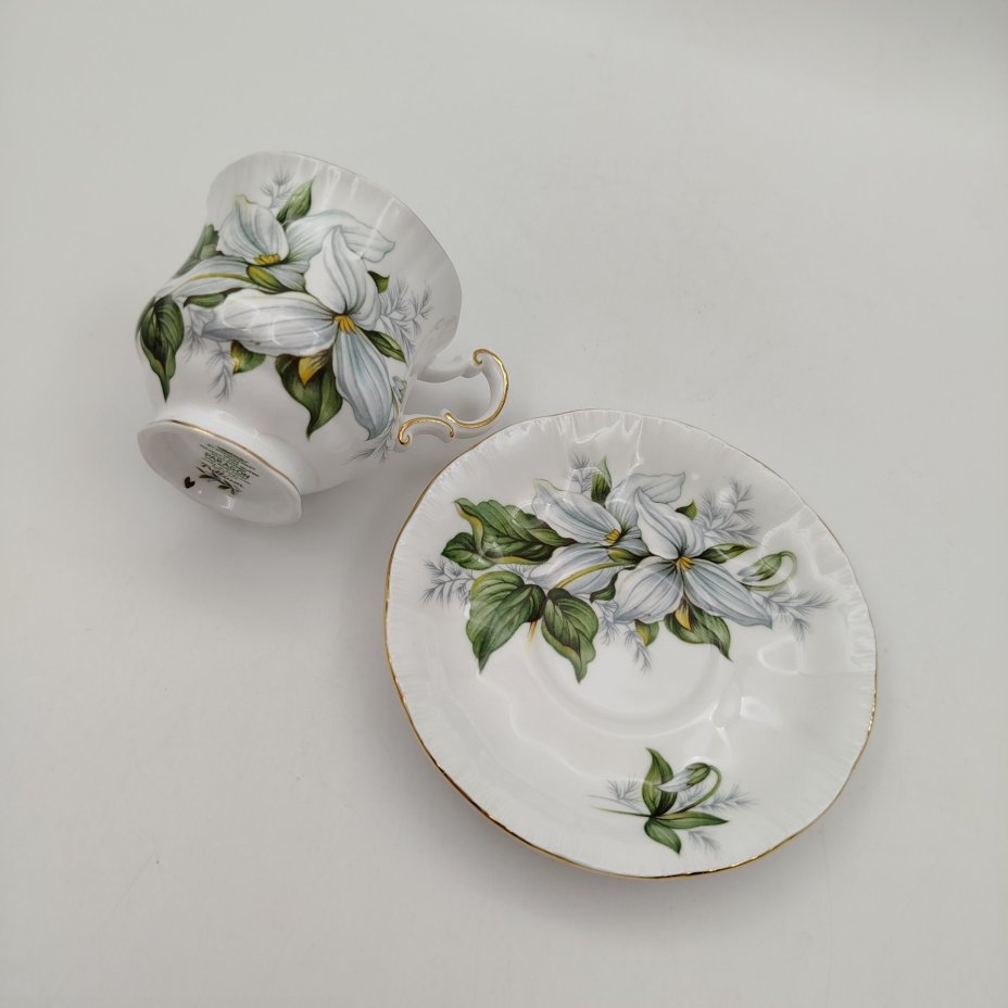 Кофейная пара "Canadian flowers" ("Канадские цветы"), фарфор, деколь, золочение, Paragon, Великобритания, 1970-1992 гг., Paragon