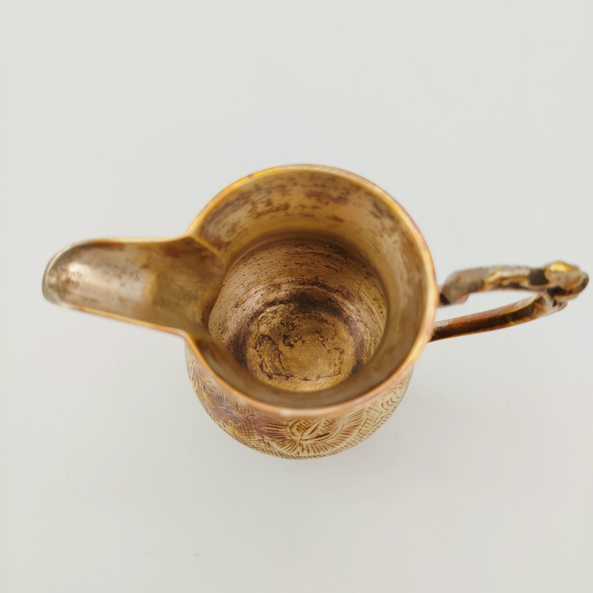 Молочник в восточным стиле с флоральным декором, металл, гравировка, Индия, 1970-1990 гг.