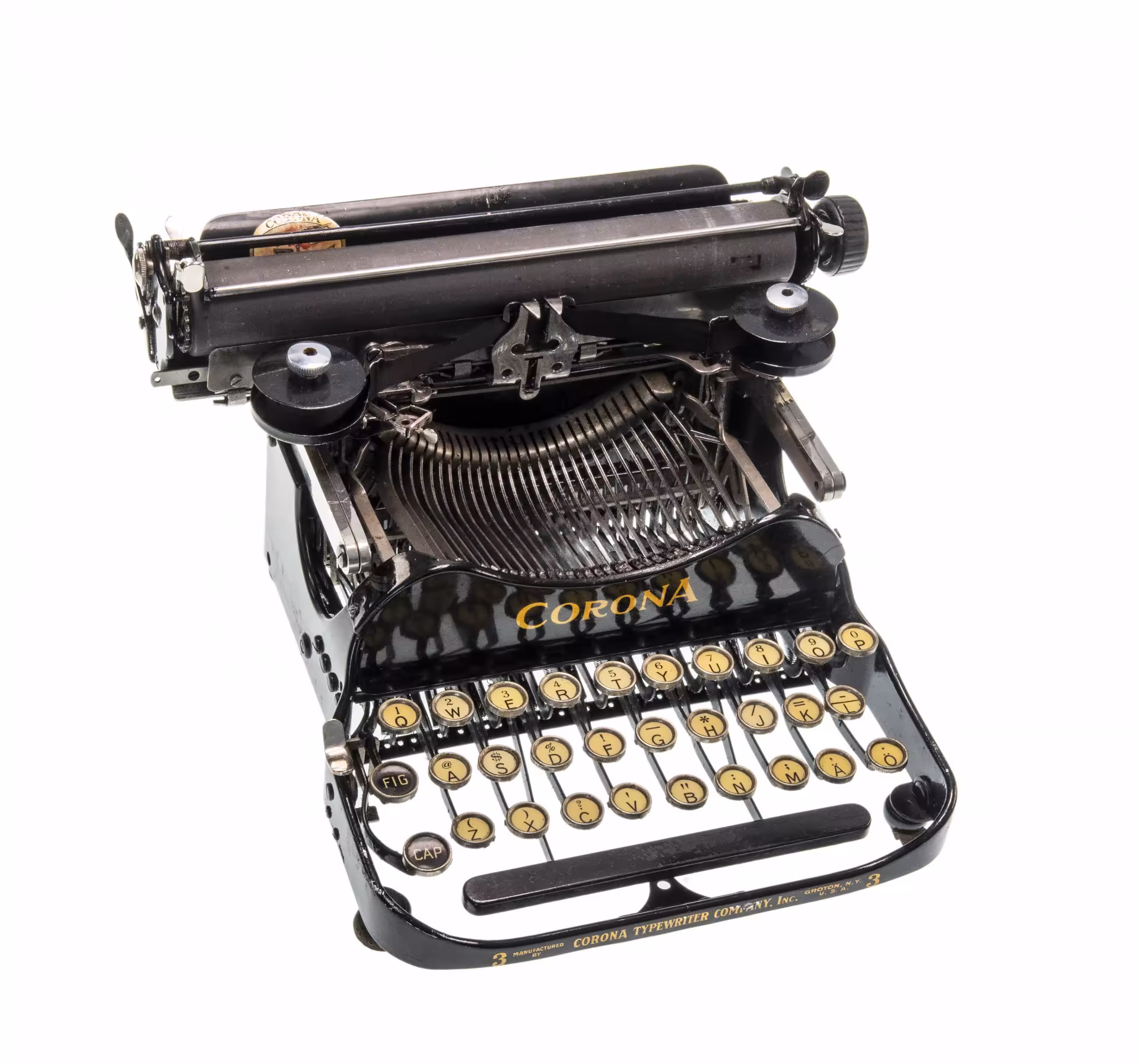 Машинка печатная складная  портативная "Corona 3" в кофре, металл, пластик, Corona Typewriter Company, США 1912-1941 гг., Corona