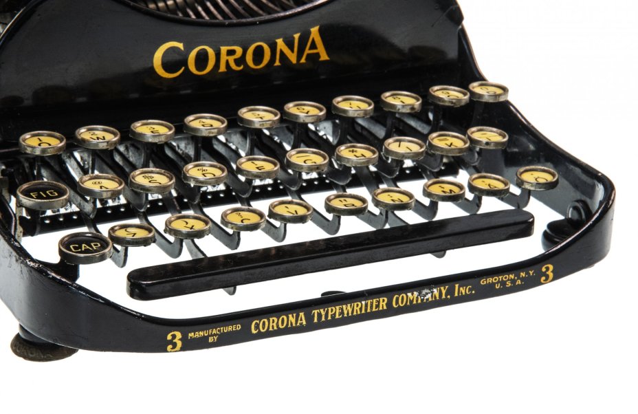 Машинка печатная складная  портативная "Corona 3" в кофре, металл, пластик, Corona Typewriter Company, США 1912-1941 гг., Corona