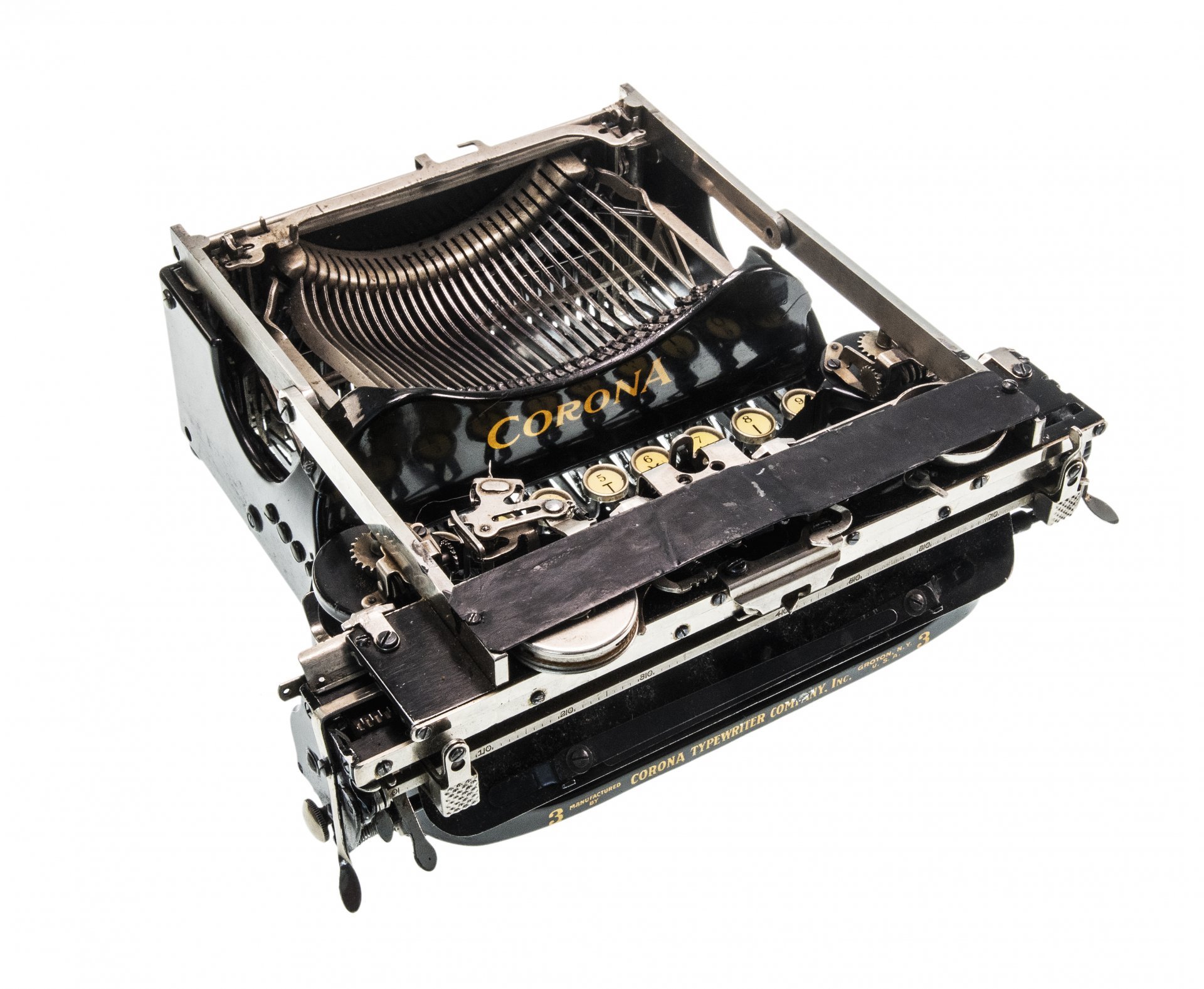 Машинка печатная складная  портативная "Corona 3" в кофре, металл, пластик, Corona Typewriter Company, США 1912-1941 гг., Corona
