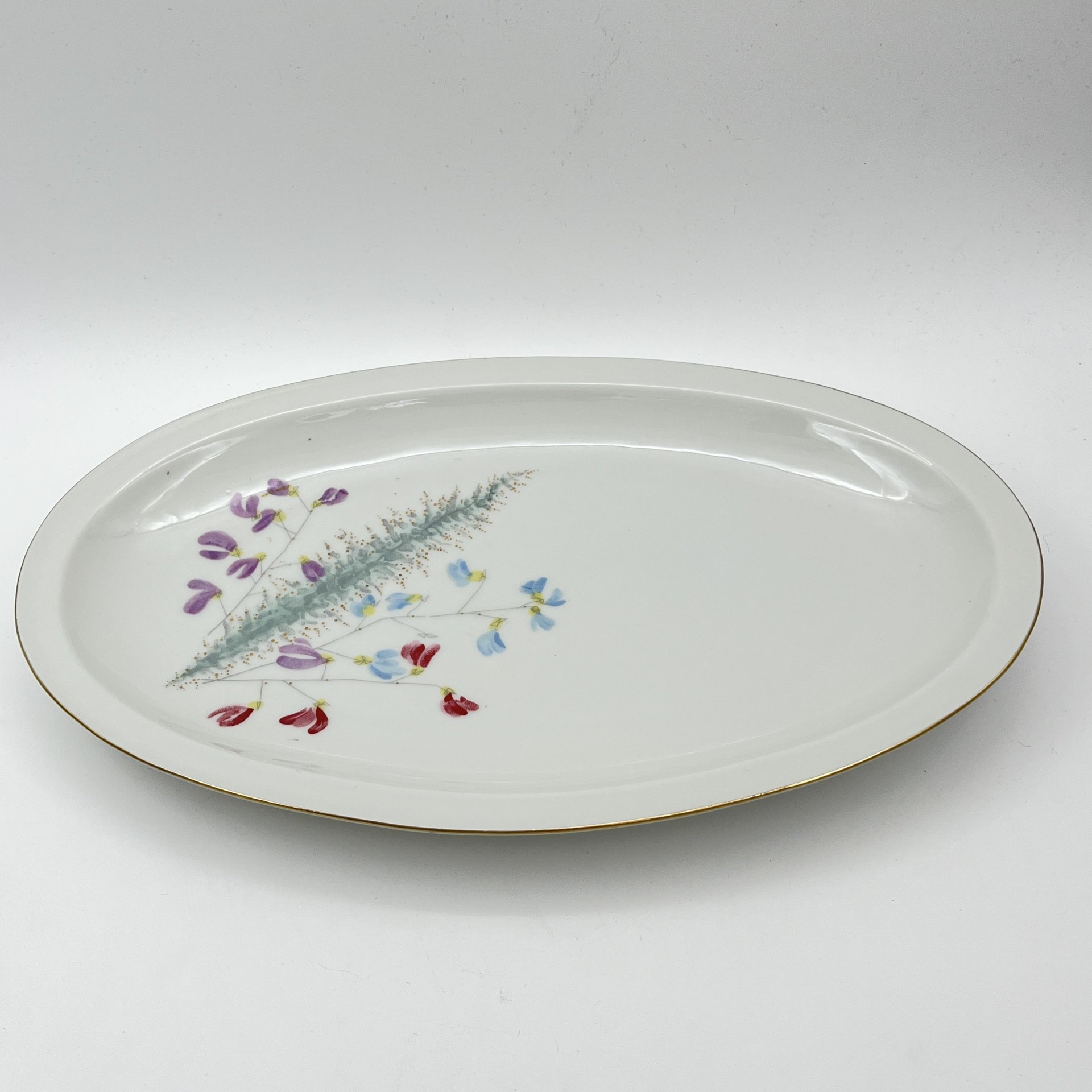 Набор из 2-х селёдочниц, украшенных изображением полевых цветов, Porzellanwerke Könitz (OPK), фарфор, деколь, золочение, ГДР, 1954-1962 гг.