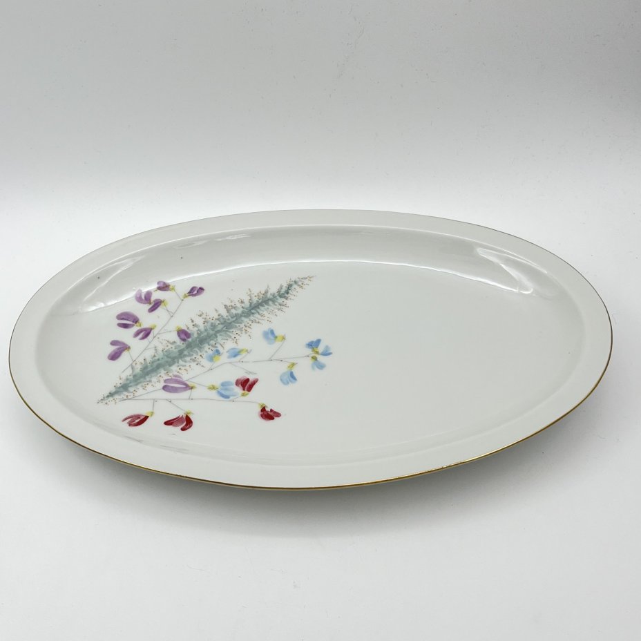 Набор из 2-х селёдочниц, украшенных изображением полевых цветов, Porzellanwerke Könitz (OPK), фарфор, деколь, золочение, ГДР, 1954-1962 гг.