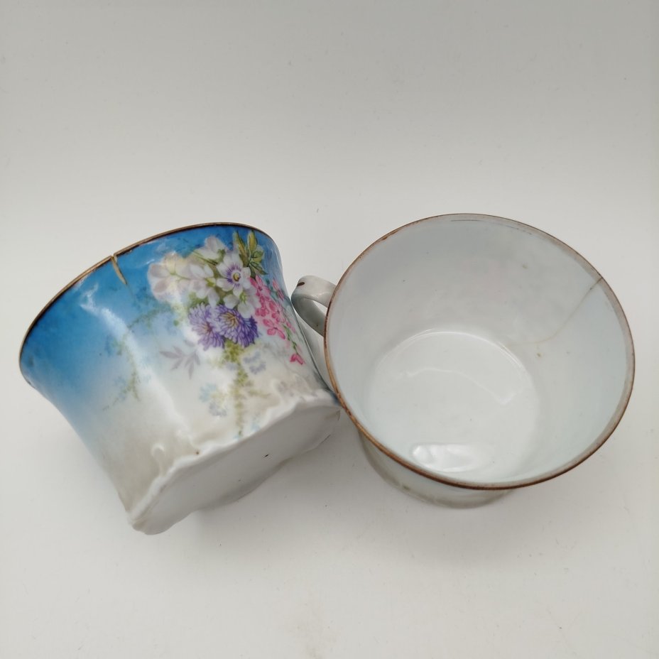 Набор из 2 чайных пар с декором из полевых цветов, фарфор, крытье, деколь, золочение, Российская империя, 1880-1910 гг.