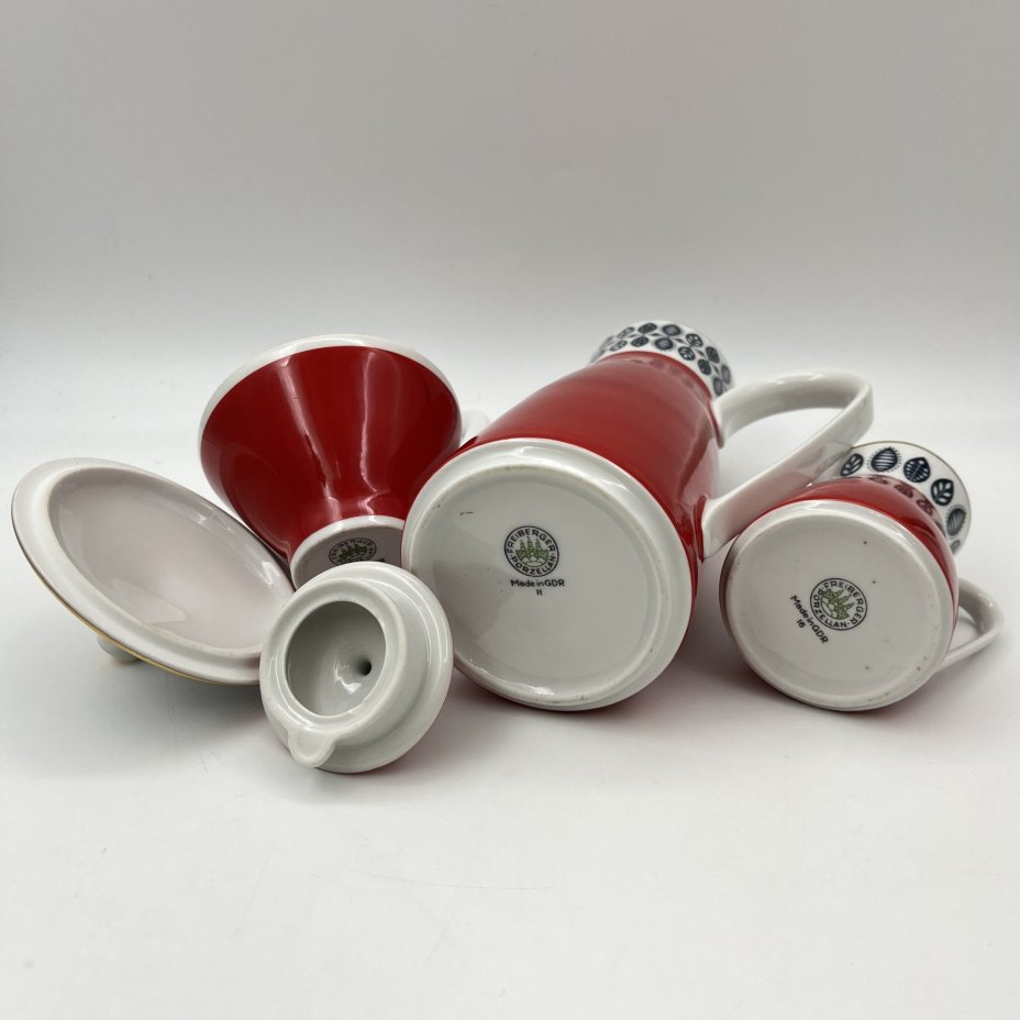 Сервиз кофейный с растительным орнаментом на 6 персон (15 предметов)