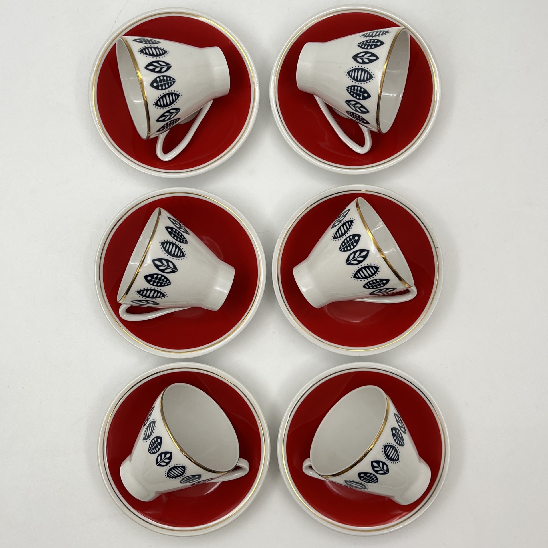 Сервиз кофейный с растительным орнаментом на 6 персон (15 предметов)