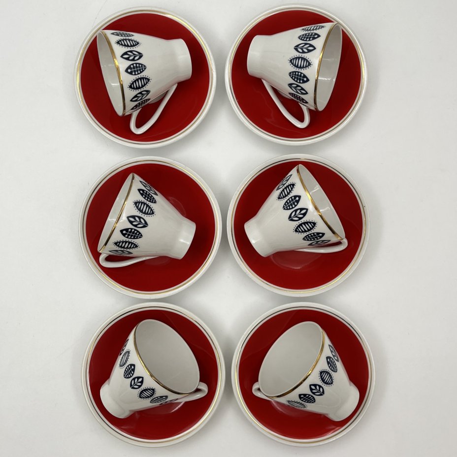 Сервиз кофейный с растительным орнаментом на 6 персон (15 предметов)