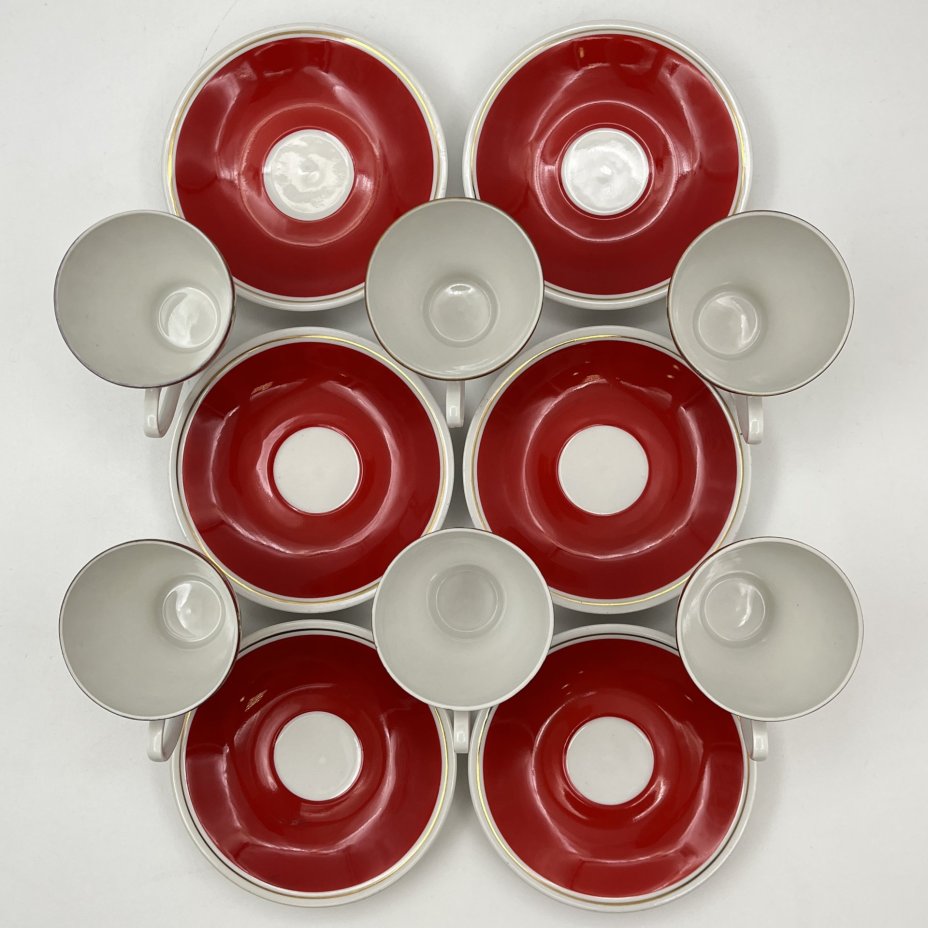 Сервиз кофейный с растительным орнаментом на 6 персон (15 предметов)