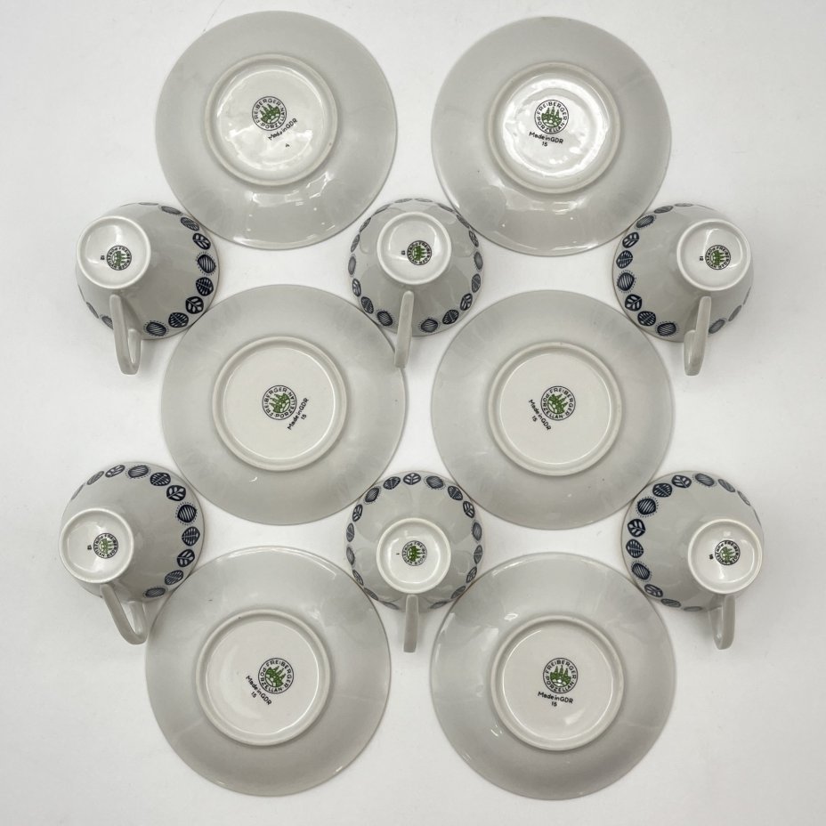 Сервиз кофейный с растительным орнаментом на 6 персон (15 предметов)