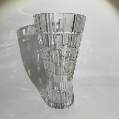 Ваза для цветов с рельефным геометрическим декором, хрусталь, алмазная грань, ГДР, 1970-1980 гг.