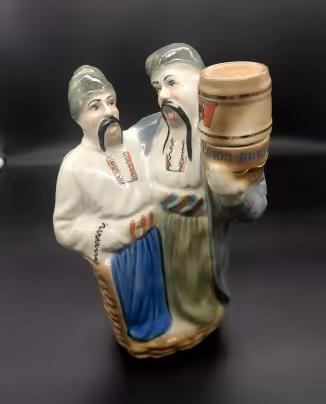 Штоф (бутыль )для крепких напитков " Два казака" (с рекламной надписью Союз-Виктан), Полонский завод художественной керамики (Полонное ЗХК)
