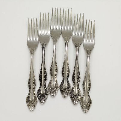 Набор вилок на 6 персон с цветочным декором на черенках, нержавеющая сталь, Кировский завод, СССР