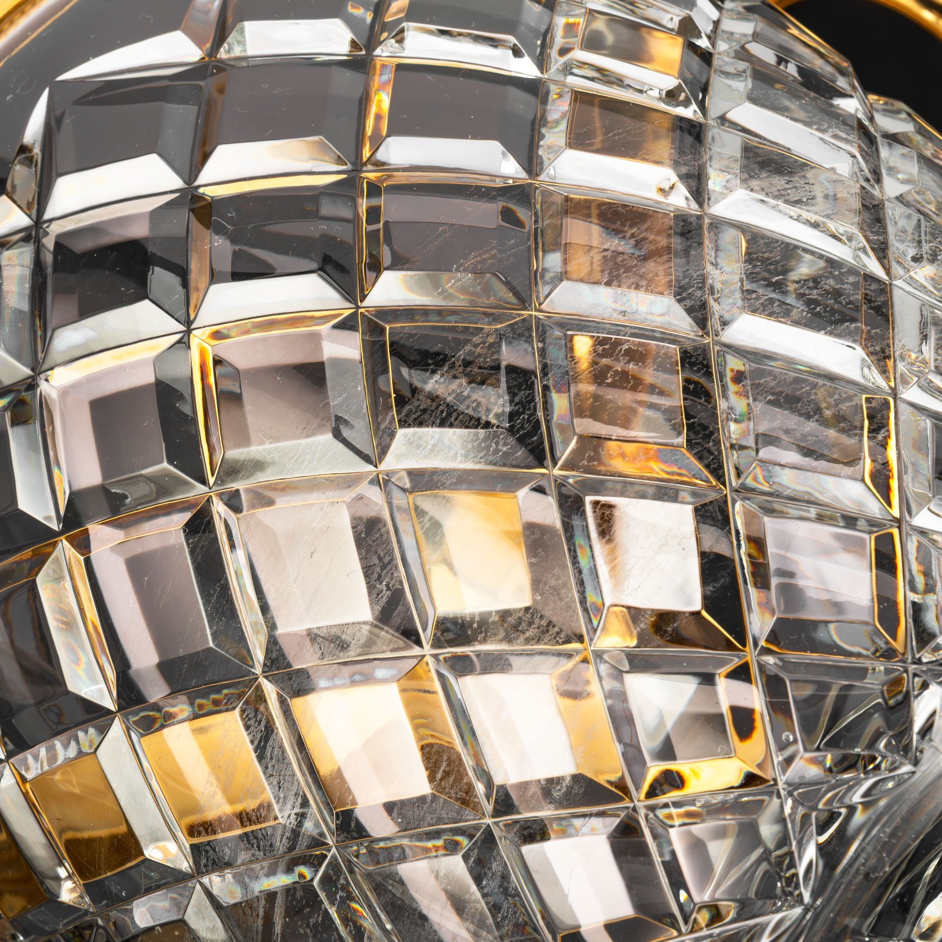 Ведро для шампанского с золотистой окантовкой, стекло, резьба, металл, Западная Европа, 1970-1990 гг.