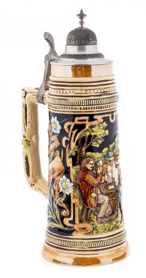 Кружка пивная "Piwna Karkzma", фаянс, олово, роспись, Польша, 1970-1990 гг.